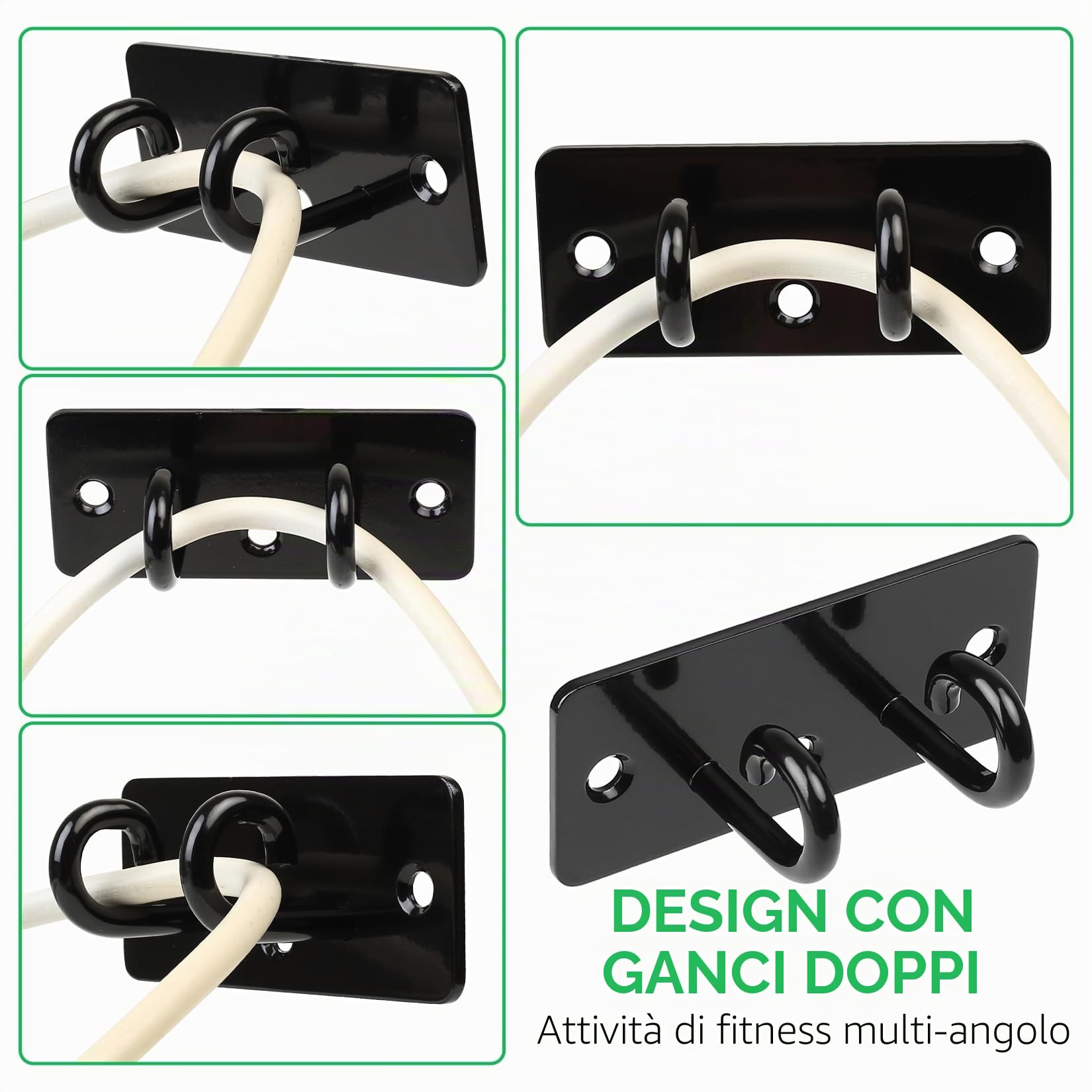 Ancoraggi da Parete per Bande di Resistenza, Set da 2, Attacchi Murali per Allenamenti, Adatti per Cinghie Pesi Corporei, Palestra a Casa, Stretch, Yoga, Allenamento con Pesi