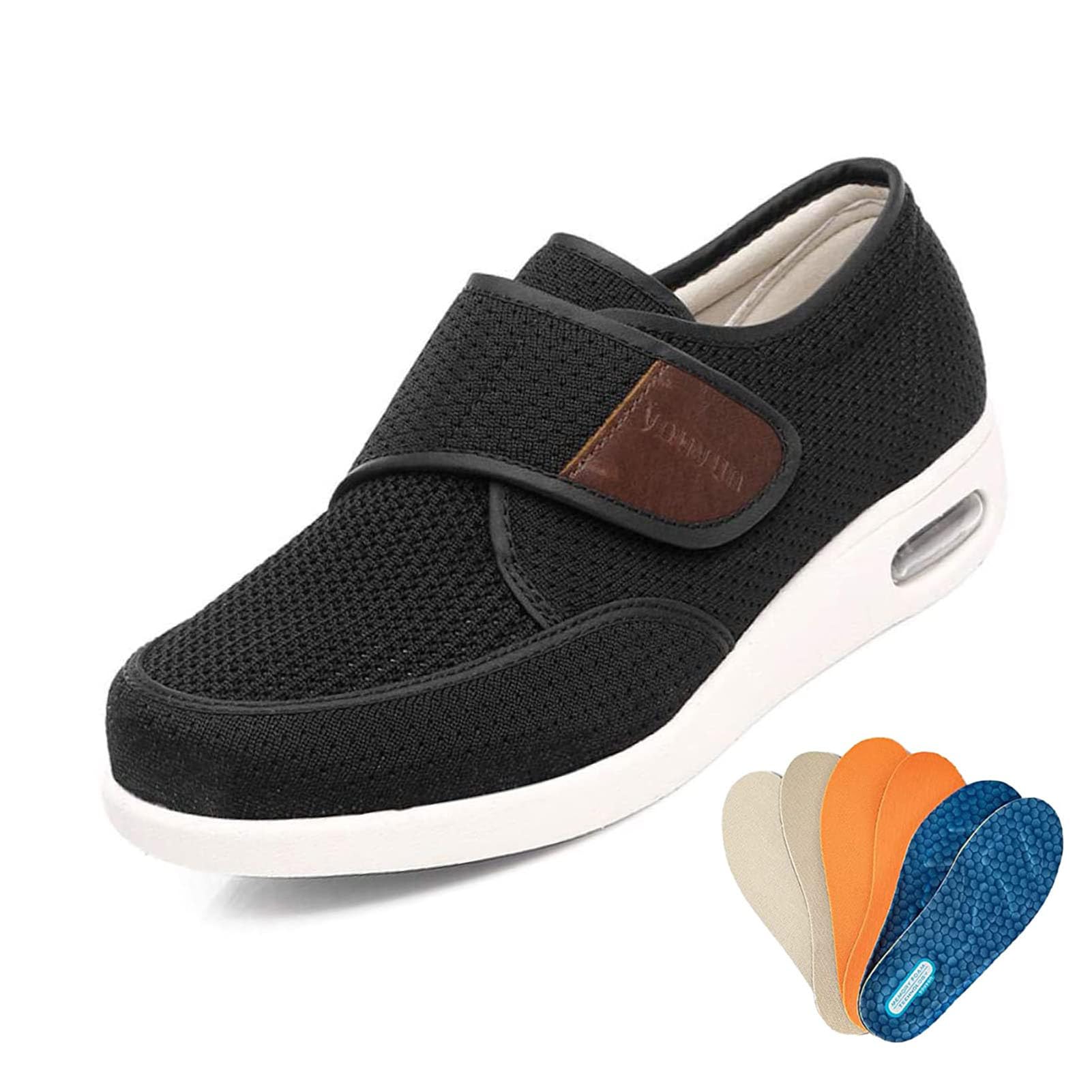 Buty dla diabetyków dla mężczyzn, bardzo szerokie buty o regulowanej szerokości trampki do chodzenia na świeżym powietrzu, lekkie buty do chodzenia, obuwie chirurgiczne, ortopedyczne buty
