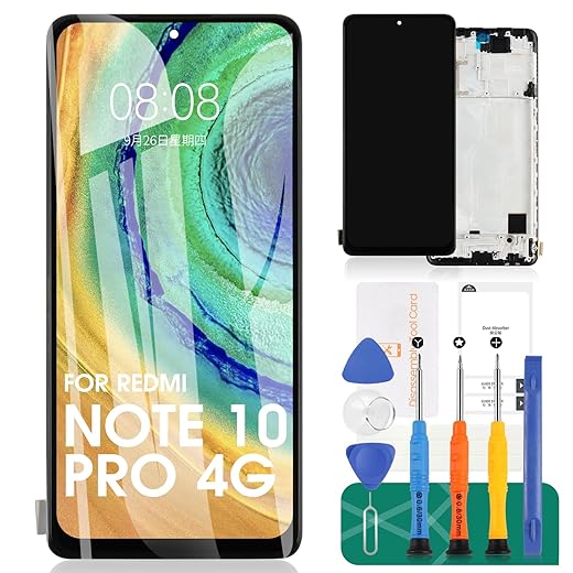 INCELL for Redmi Note 10 Pro 4G Screen Replacement for Xiaomi Redmi Note 10 Pro LCD for Display Redmi Note 10 Pro for M2101K6R,M2101K6G Digitizer Touch Screen Display Assembly Repair Part with Frame