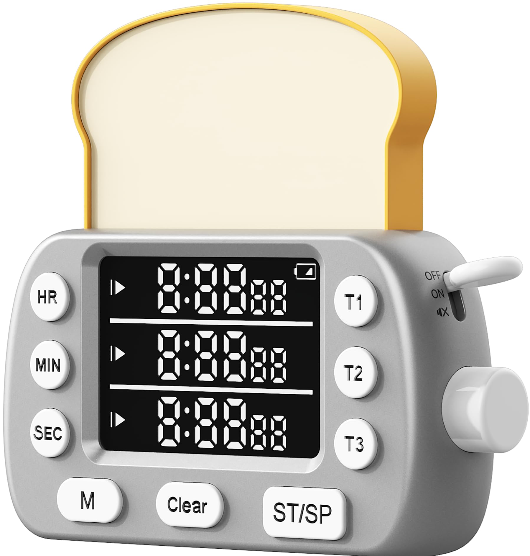 Temporizador digital de cocina para cocinar, temporizadores magnéticos de cuenta regresiva de 3 canales con memoria preestablecida para hornear, tostadora, huevos, incluye notas (plateado)