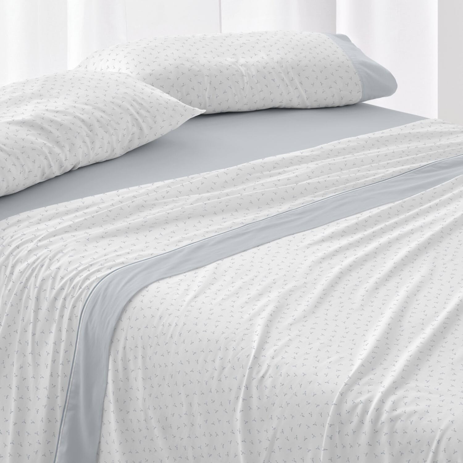 Burrito Blanco | Sábanas de Franela de algodón | Cama de 150 a 160cm. (+Medidas Disponibles) | Diseño 576 | Color Azul (150-160x190/200cm.)