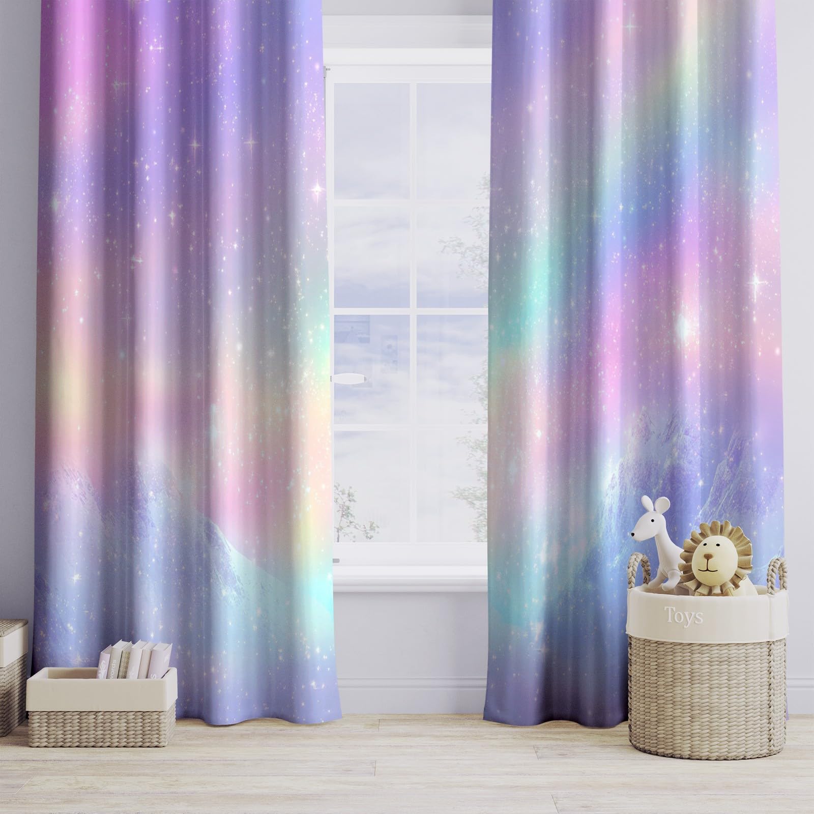 Cortinas Salon Opacas Patrón Degradado arcoíris, Cortinas de Ojales Dormitorio para Niños 2 Piezas Suave Termicas Curtain para Habitación Decoración Ventana, 2x110x215 cm