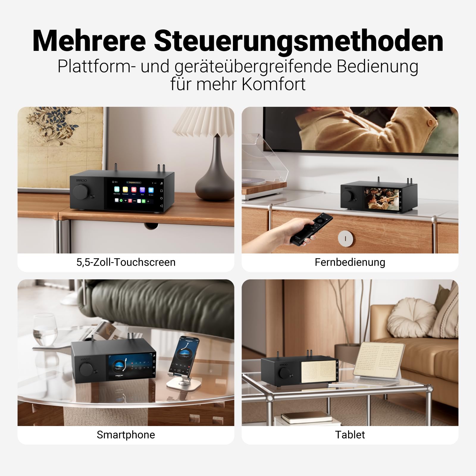 DM100 HiFi Musik-Streamer & Digital Audio Player, 5,5" Touchscreen, WiFi 6 | 8+64GB, 31-Band EQ & Raumkorrektur, DLNA, AirPlay, NAS, Bluetooth 5.4,kompatibel mit iOS, 14 Android & Windows