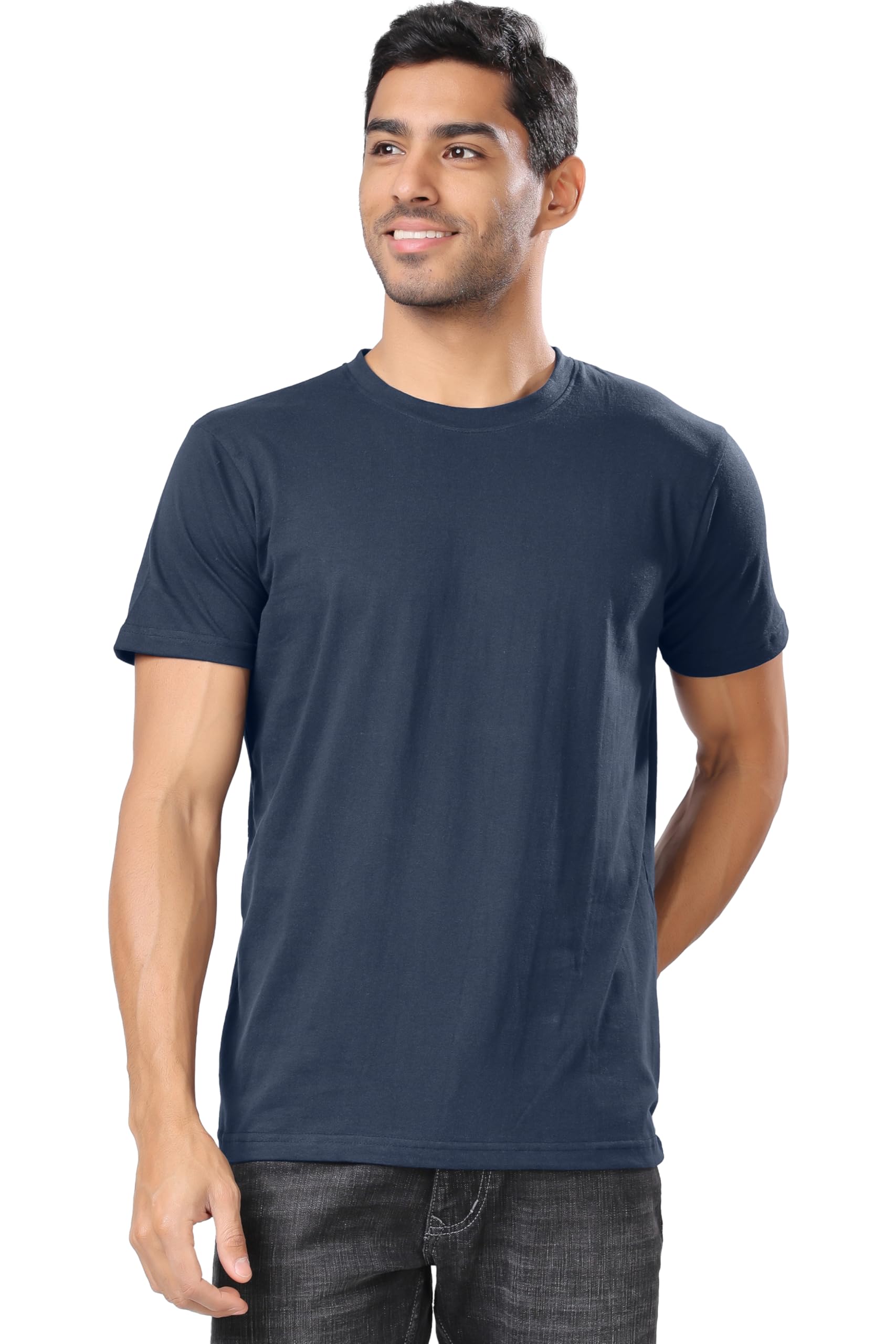 London Hills Solid Men's Round Neck Cotton Blend Half Sleeve Regular Fit T-Shirts