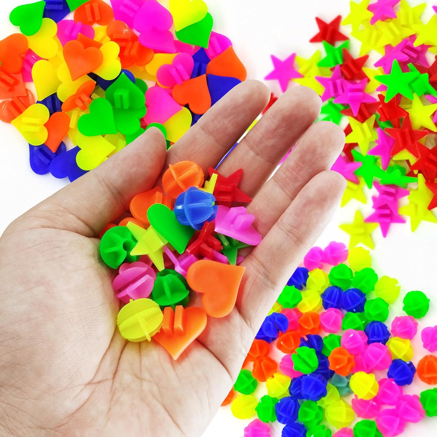315 Pcs Bike Wheel Spokes Beads, Children's Plastic Clip Beads Bicycle Bike Spoke Decorations, Colorful Round Bike Spokes Accessoriess Wheel Decorations Covers (Assorted Colors and 3 Shapes)
