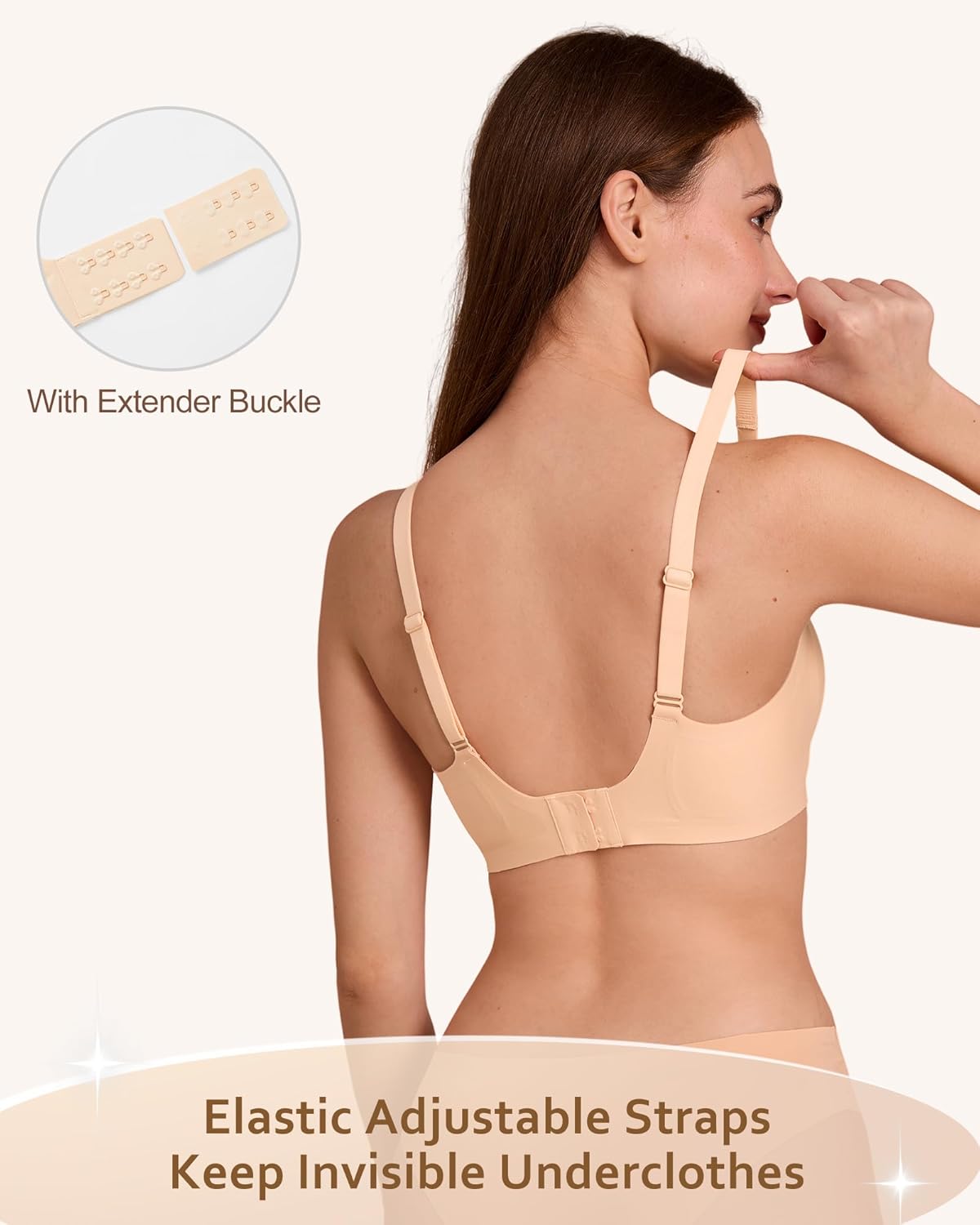 SHARICCA Wireless Bras for Women - Seamless Padded Bra No Underwire, Comfortable Soft Jelly T-Shirt Bralette for Older(M-2XL) - Image 4