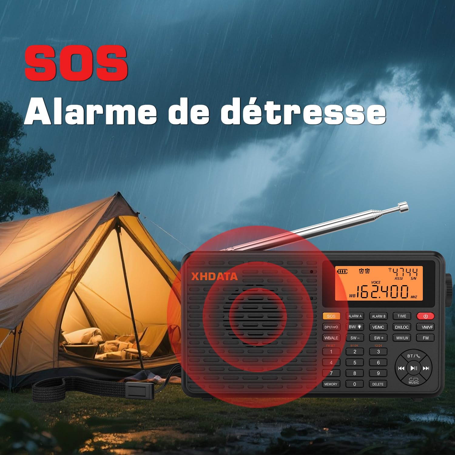 XHDATA D109WB Radio Transistor Portable Radio Piles et Secteur avec Alarme et Horloge Prise Casque Stéréo FM/AM/LW TF/Bluetooth Lecteur MP3 Excellente Réception