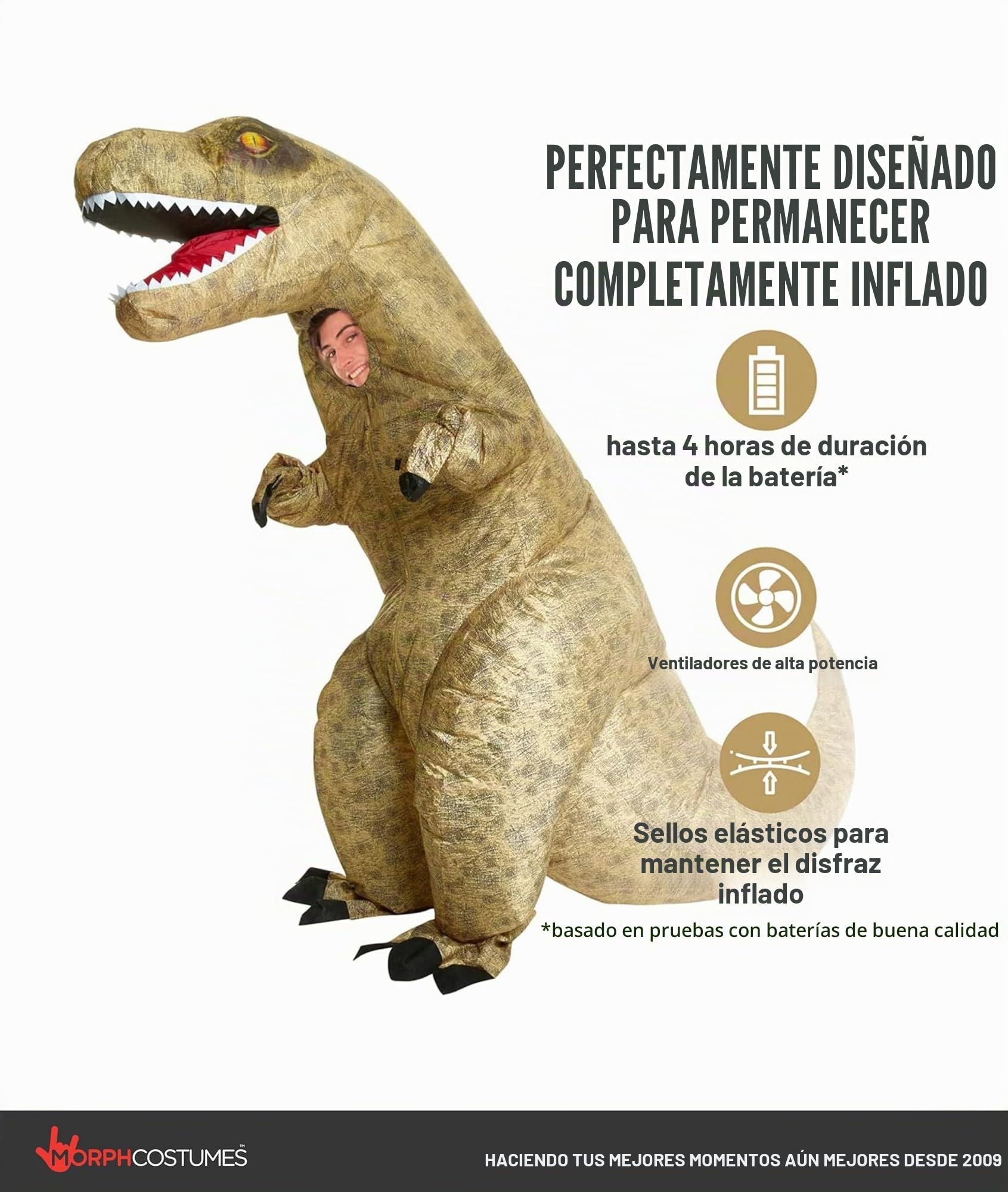 Morph Costumes Disfraz Dinosaurio Adulto T Rex Gigante Hinchable, Disfraz Carnaval Adulto Talla Única