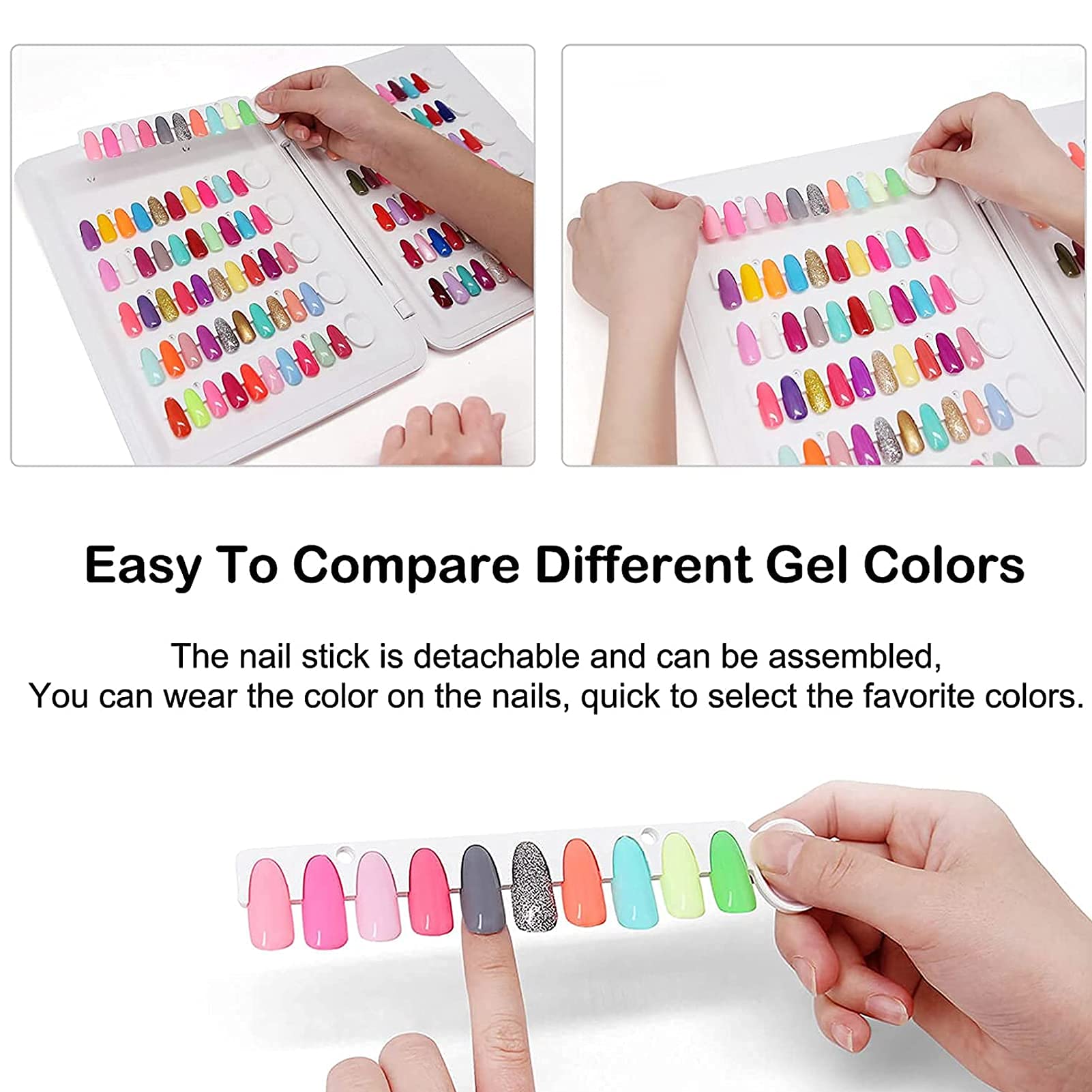 Präsentationsständer mit 120 Nagellackfarben & 14-Farben-Clip, ideal für Gel-Nagellacke, Maniküre-Salons und Nail-Art-Muster, ohne zusätzliche Montage