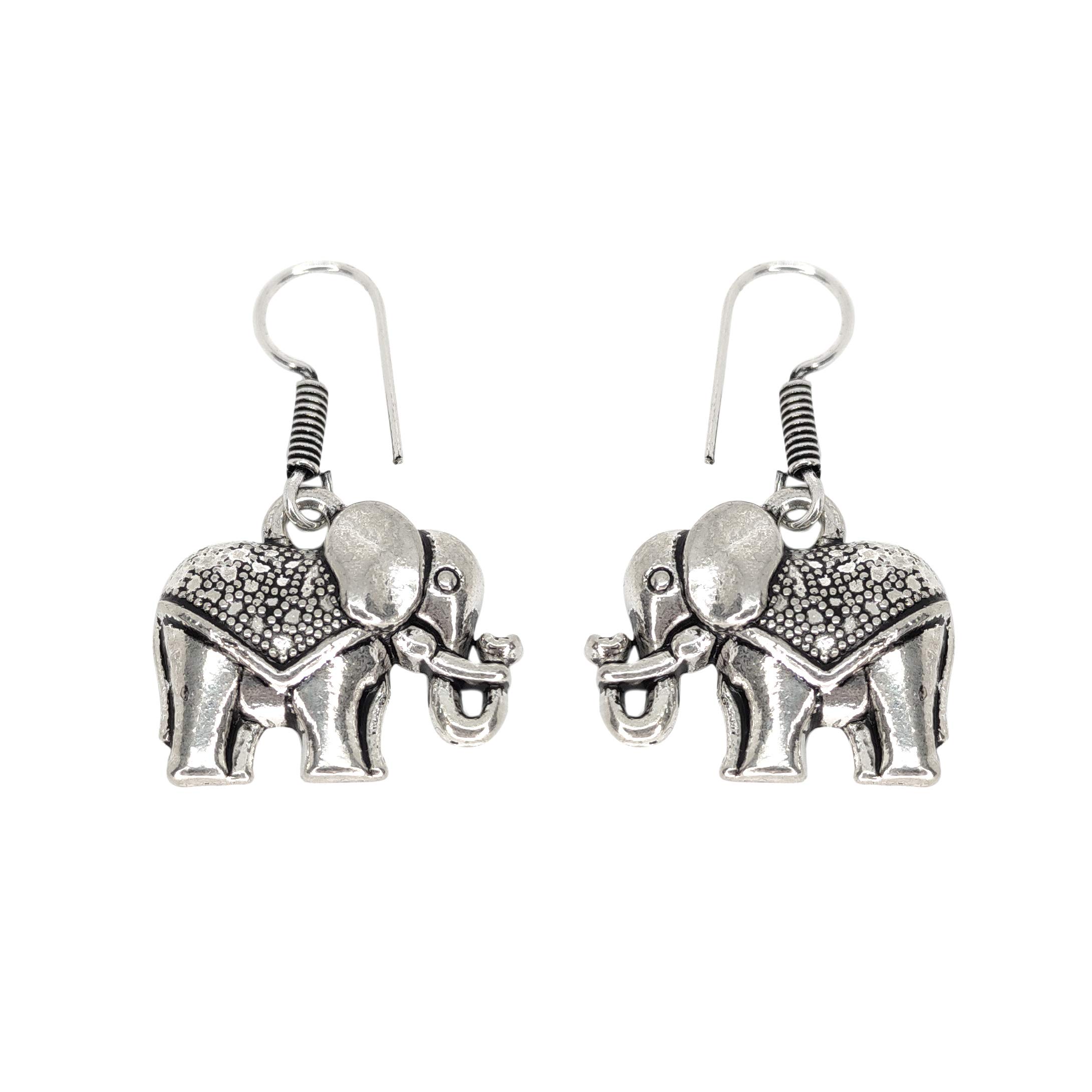 Reva Prime Studio Arts Oxidized Imitation Jewellery Elephant Traditional Earrings for Women