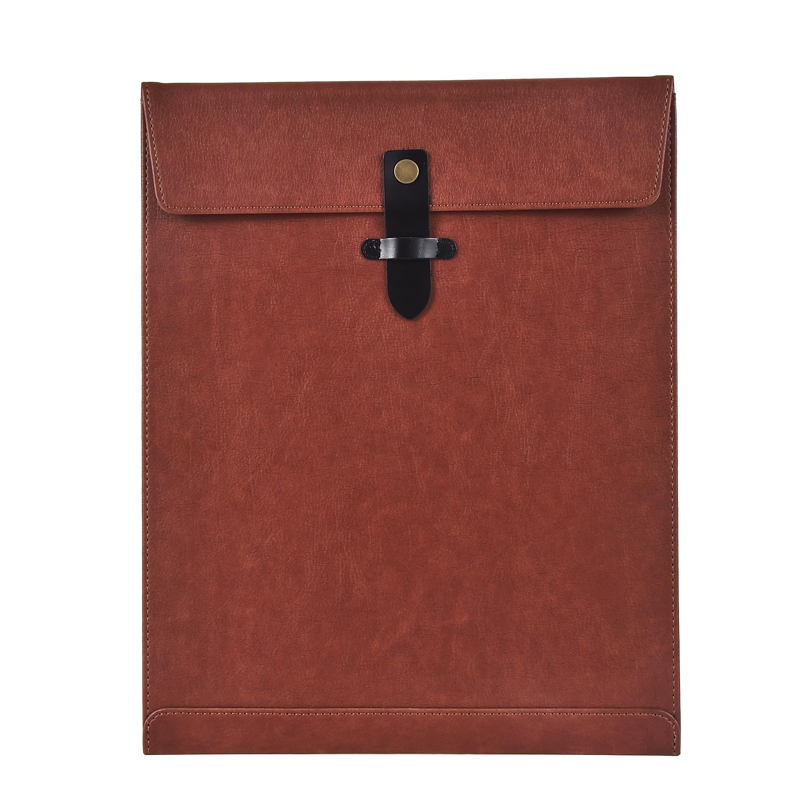 QiXin Brown PU Leather File Folder, Snap Closure File Organizer, Important Document Folder, Document Organizer, Laptop Sleeve Notebook Case, Leather Folder A4 Envelopes Filing Folder — image 1