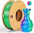 Silk Triple Color PLA+ 3D Printer Filament 1.75mm, No Tangle Shiny Filament Net Weight 250g Spool (0.55lbs), 3-in-1 Silk PLA Pro Plus, Rose Red+Sky Blue+Green