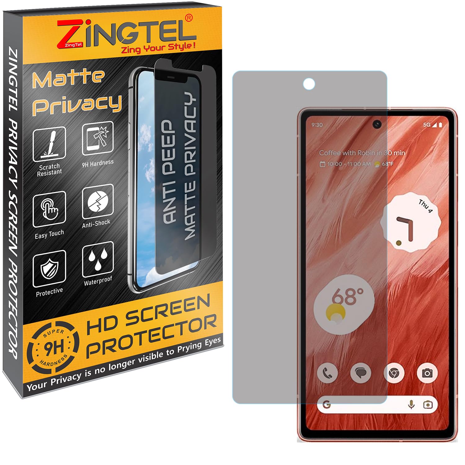 Privacy Matte Screen Guard Compatible with Google Pixel 7A G82U8, Anti Glare, Anti UV, Anti Spy Screen Protector, Fiber Anti-Peep Screenguard, Not a Tempered Glass-image-0