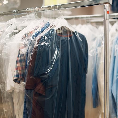 Miniatura 5 de 10 bolsas de ropa de 23.6 x 47.2 in, bolsas de plástico para ropa, bolsas de plástico transparente para colgar ropa, fundas para ropa para