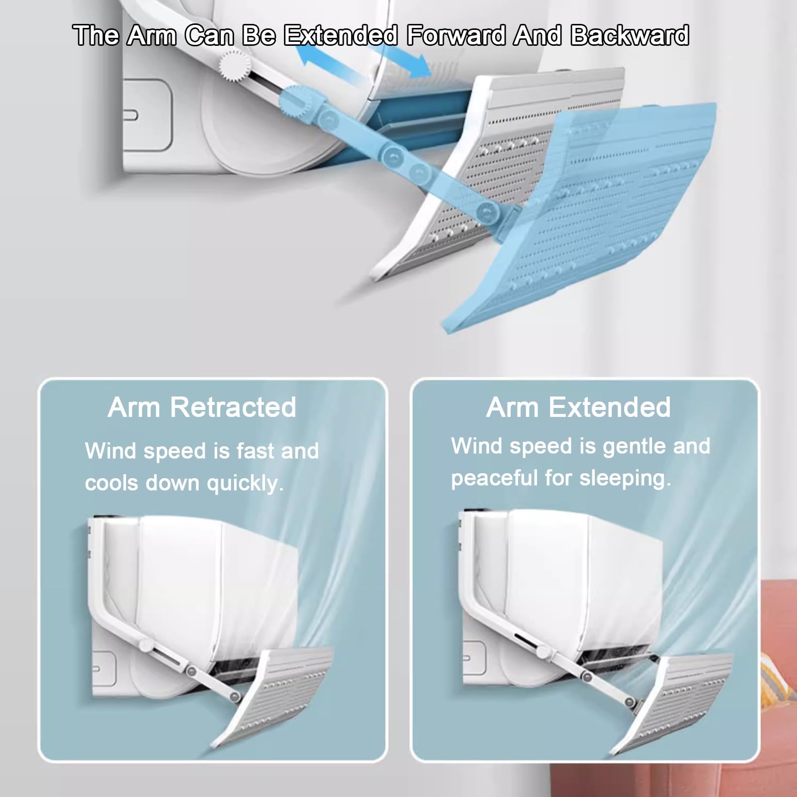 Deflettore Condizionatore a Parete, Deflettore per Condizionatore Retrattile da 57-105 cm per Casa, Camera, Ufficio, Bianco