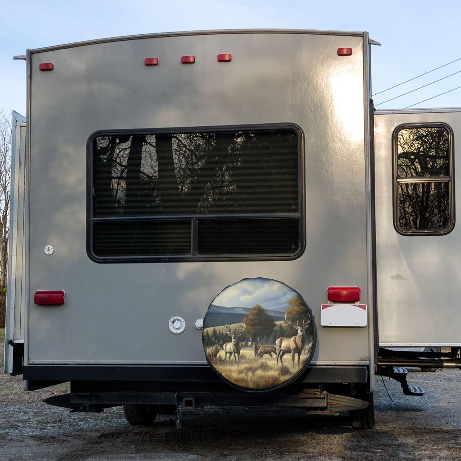 Elk in Snow Spare Tire Cover Dust-Proof Wheel Tire Cover Fit Trailer, RV, SUV and Many Vehicle 17 Inch