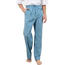 U2SKIIN Mens 100% Cotton Pajama Pants, Soft Lightweight Striped Lounge Pj Bottoms for Men with Pockets