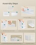 SONGMICS Boîtes de chaussures, boîte de 12 Organisateurs de rangement de chaussures, Boîtes en plastique transparent empilable pour placard, US Taille 13, Transparent et blanc ULSP12MWT