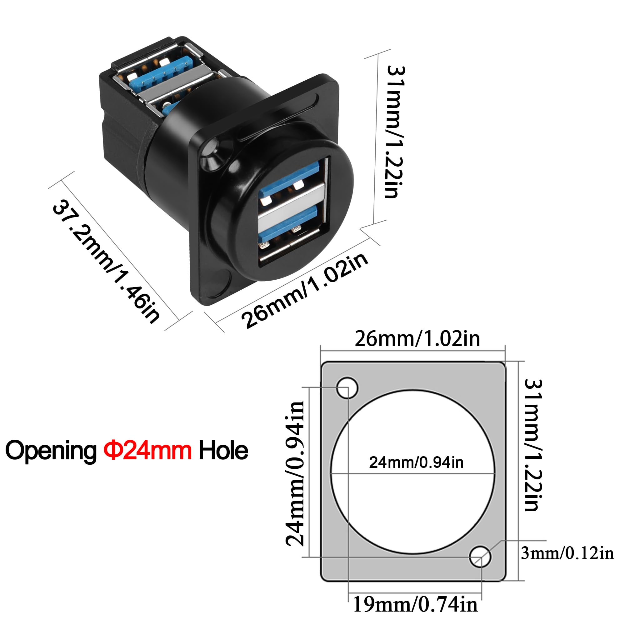 Amazon.co.jp: QIANRENON デュアルUSB 3.0パネルマウント 90°アングル
