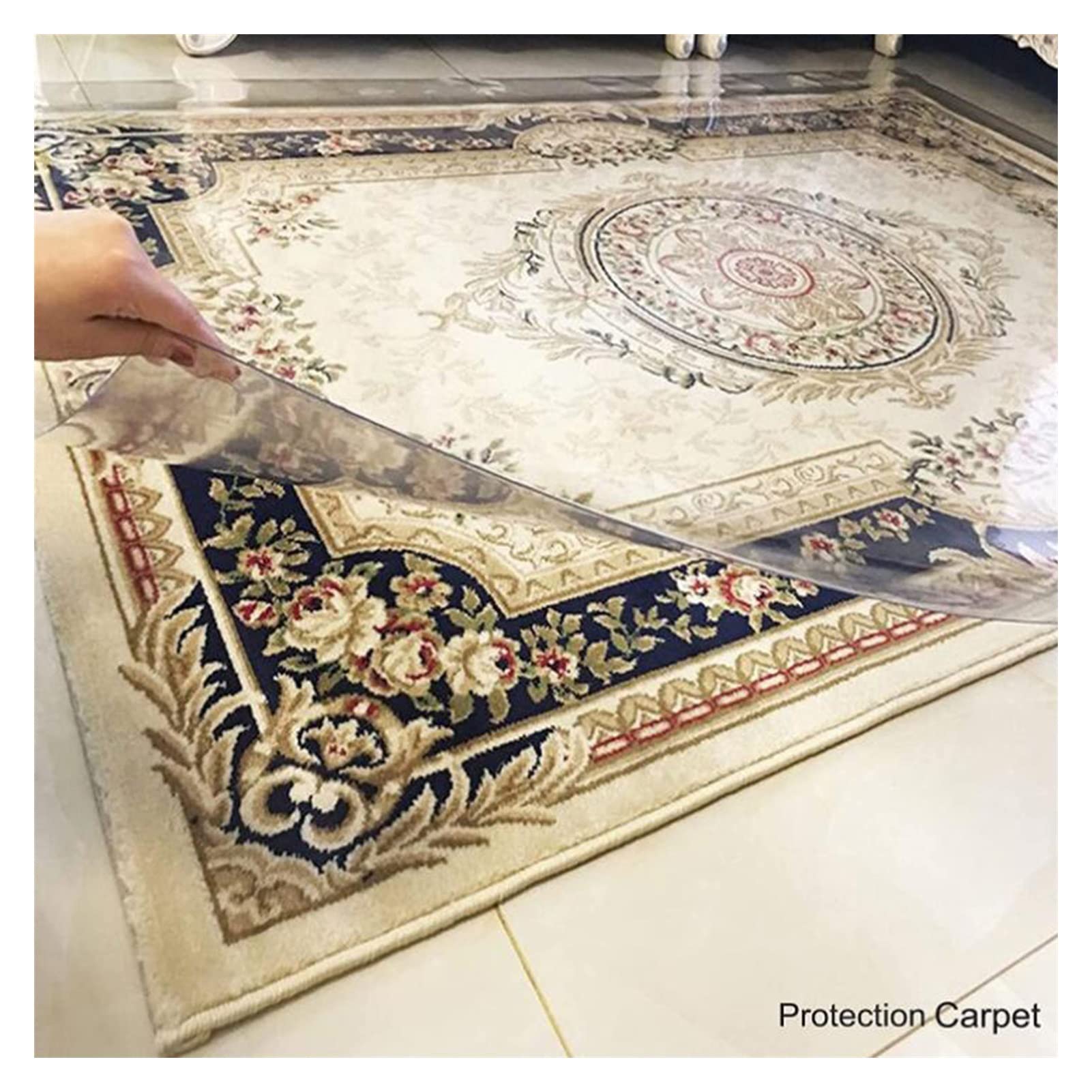 Clear Plastic Vinyl Rug Protector Cover Office Clear Hardwood Chair Mat, Rectangle Plastic Vinyl Floor Carpet for Kitchen, 1.5/2mm Thick,Office Chair Mat Non Slip PVC Transparent Rectangle Floor Prote
