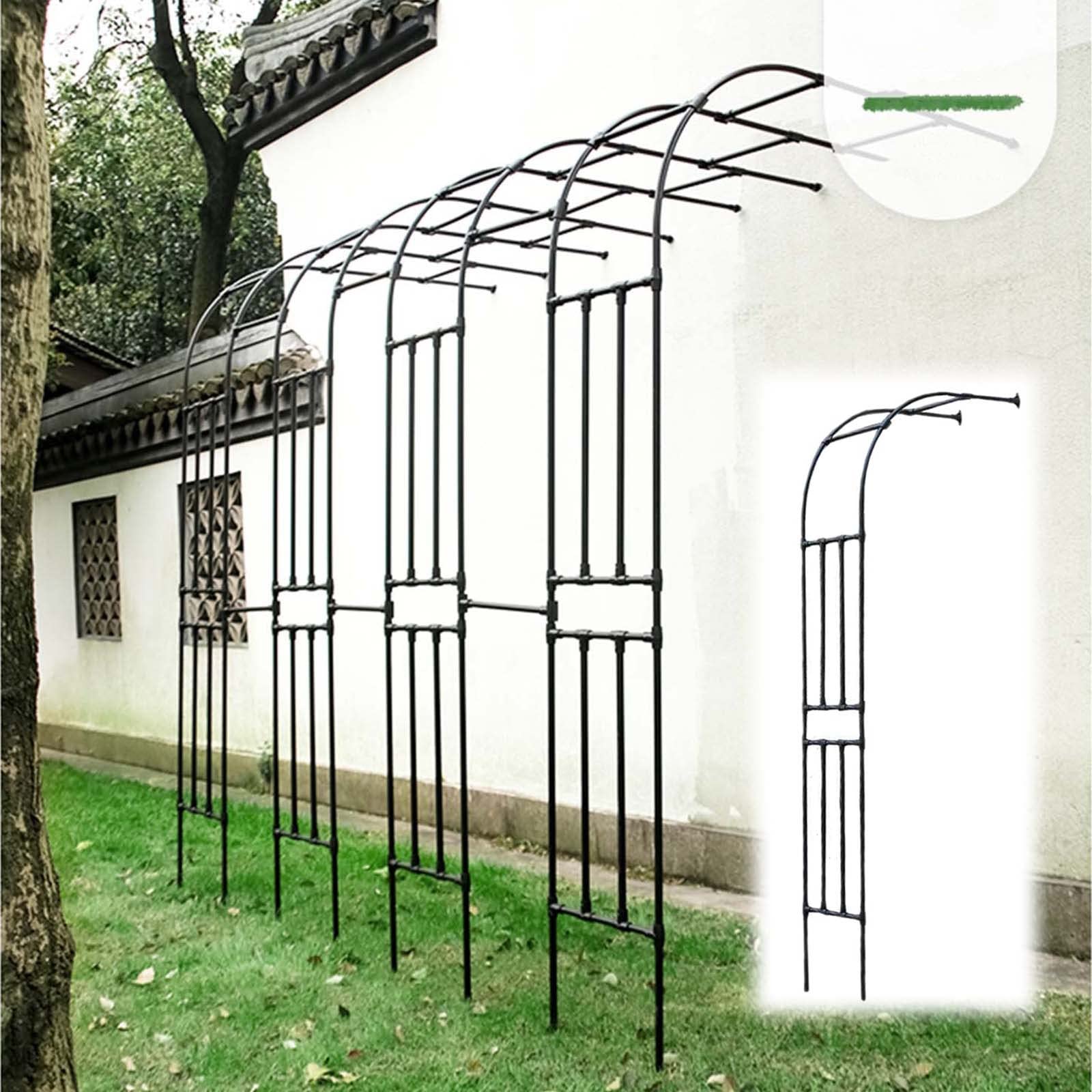 Schwarzer Metall-Gartenbogen, 15 x 20 cm, Rankgitter für Kletterrosen und Reben, halber Bogen, Pflanzenstütze, einfache Montage, langlebige Gartendekoration, ideal für Wege und Wände