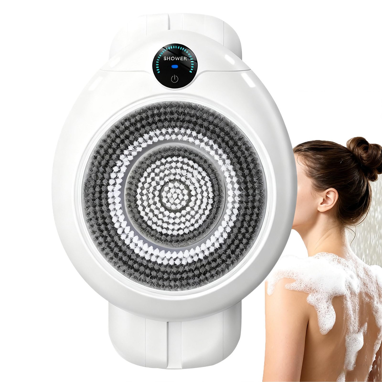 Cepillo eléctrico de Ducha para la Espalda, con 3 velocidades de Ajuste, Cepillo Exfoliante Inteligente, Ideal para Hombres y Mujeres, fácil de Instalar.