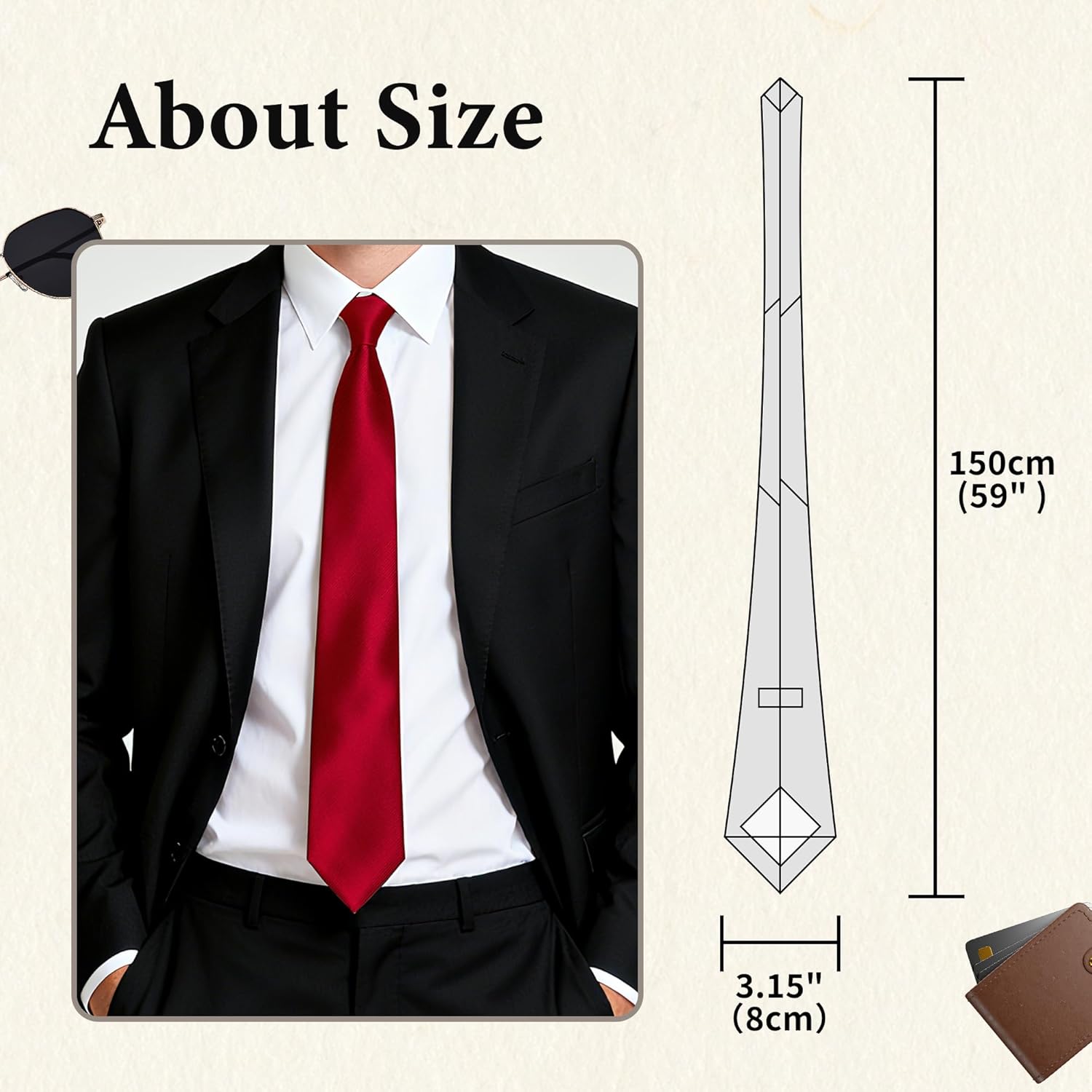 FIXSMITH Ties for Men, Solid Color Neckties, Mens Black Tie, Neck Ties Formal for Wedding, Business, Party - Image 2