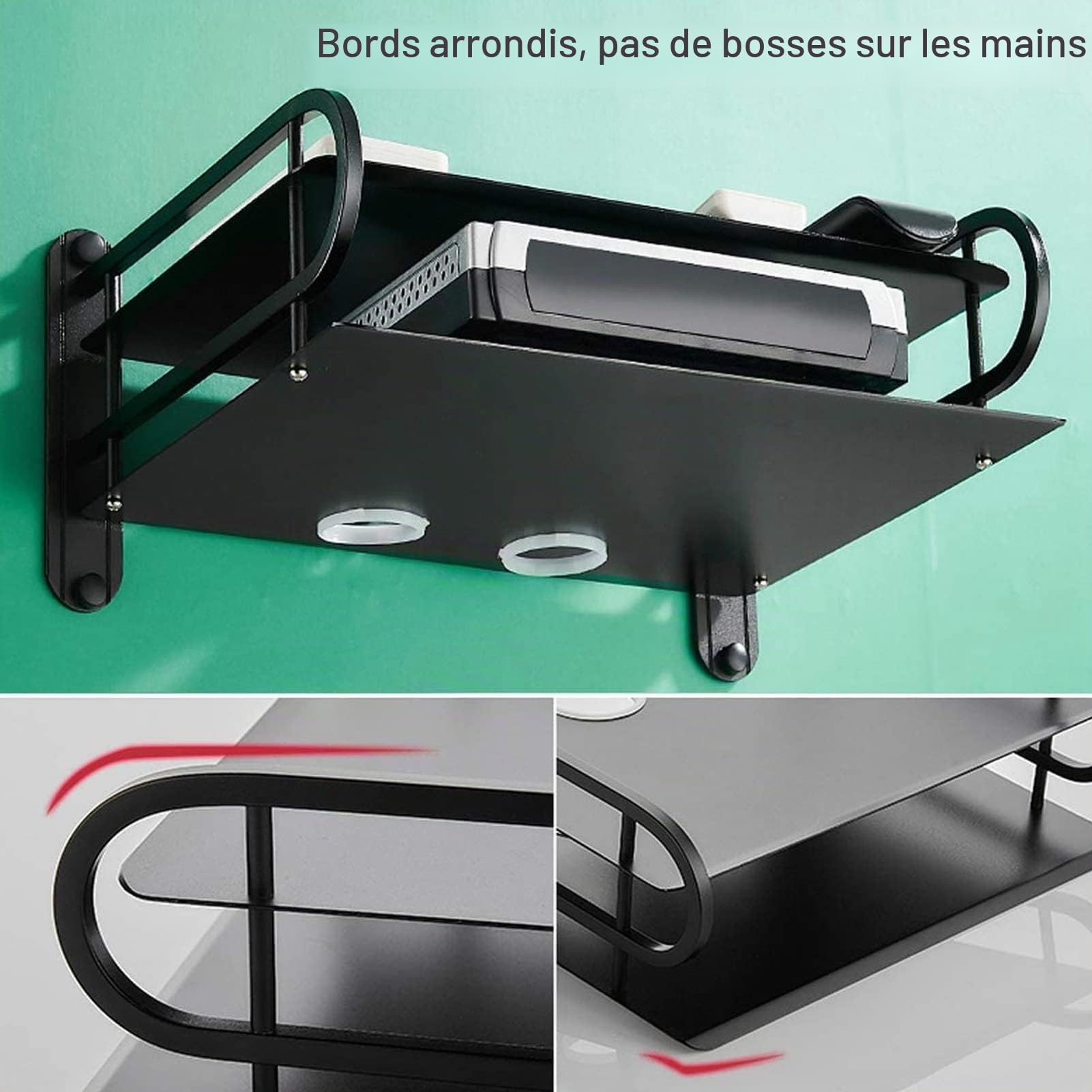 Support Mural Flottant à Double Couche, Boîte de Rangement pour Routeur Wifi Double Sans Fil, Support Mural pour Support de Stockage TV pour Chambre à Coucher, Salon