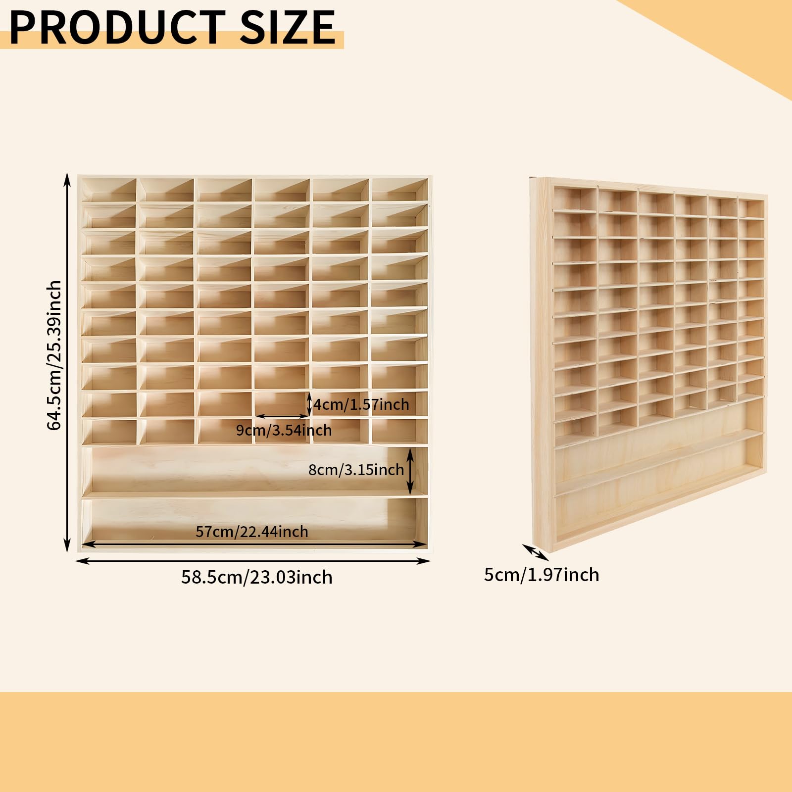 Vetrina per modellini di auto da parete, in legno, con 62 griglie per oggetti da collezione per auto giocattolo, organizer decorativo per casa o ufficio