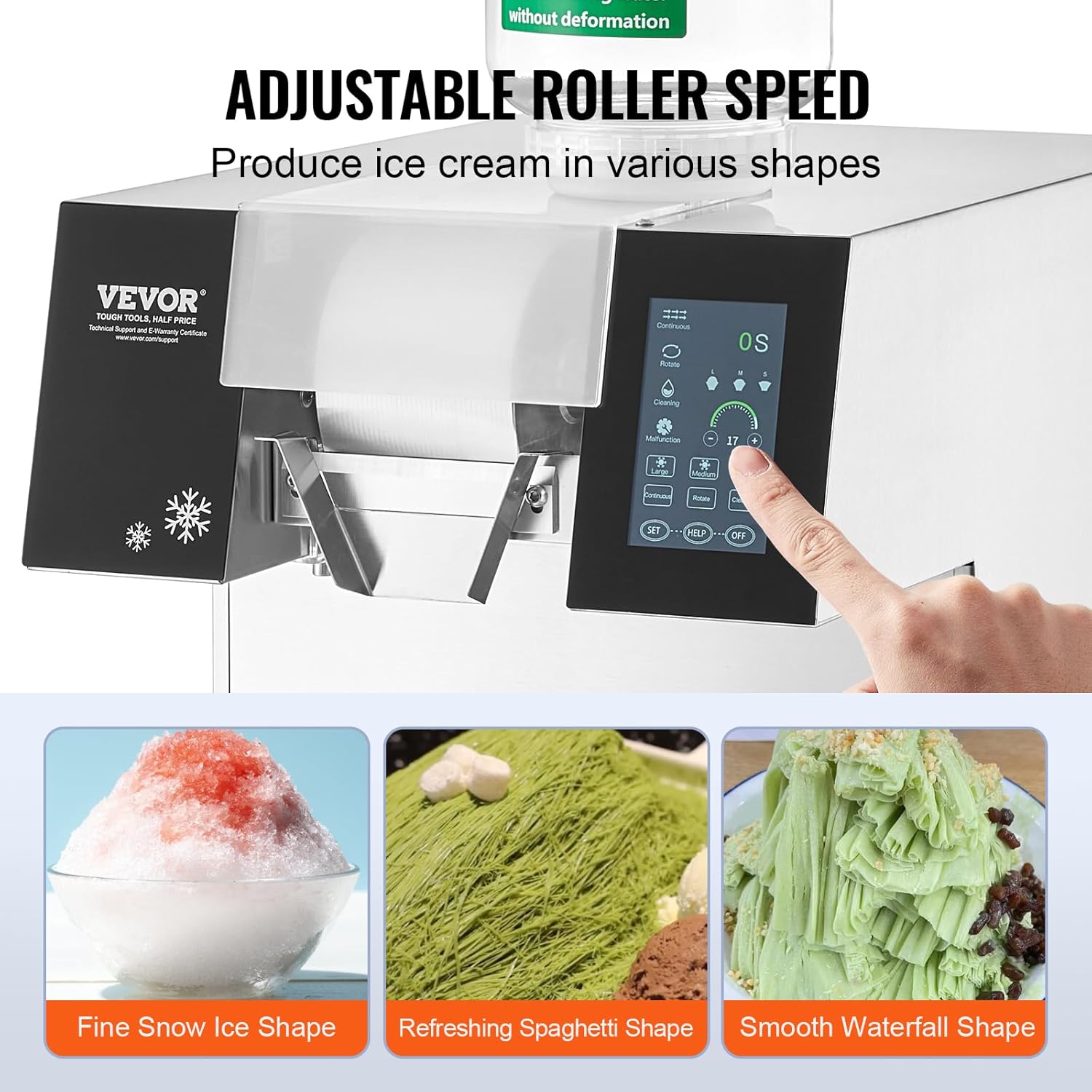 VEVOR Commercial Snowflake Ice Machine, 397LBS/24H Snowflake Ice Maker, Stainless Steel Ice Shaver Machine, Electric Snow Cone Maker, Liquid Cooling System for Rapid Heat Dissipation, Ice Cream