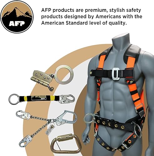 Miniatura 8 de AFP Arnés de seguridad universal de protección contra caídas de cuerpo completo con anillo en D dorsal y patas de hebilla de acoplamiento  Techo,