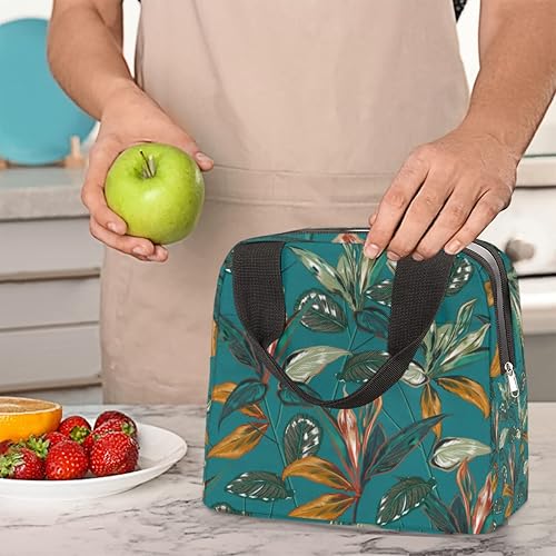 Miniatura 7 de Bolsa de almuerzo con plantas tropicales retro para mujeres, bolsa de almuerzo aislada, bolsa de almuerzo botánica, bolsa de almuerzo reutilizable