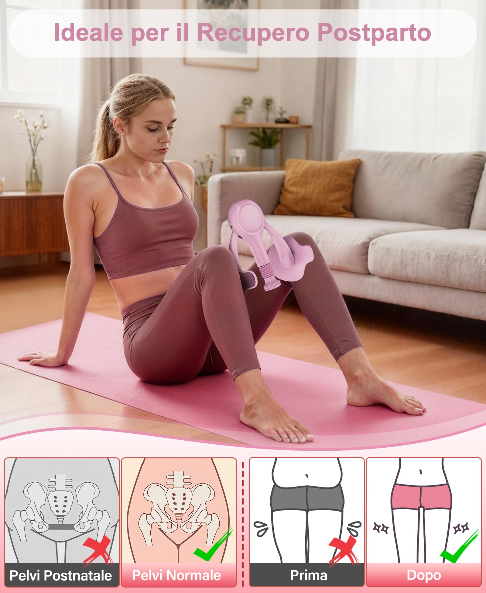 Beckenbodentrainer Donna Attrezzo Interno Coscia Pavimento Pelvico Attrezzi Casa Allenamento Pilates Glutei Addominali Gambe Braccia Fitness Donna e Uomo