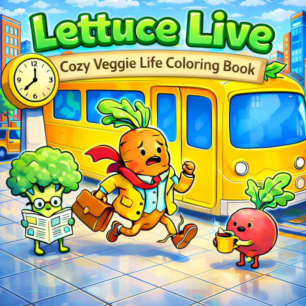 Lettuce Live: Cozy Veggie Life Coloring Book: Cute & Relaxing Vegetable Characters, Cozy Scenes, Stress Relief Coloring Book for Adults & Teens ... and Bold Hygge Coloring Book Collection)