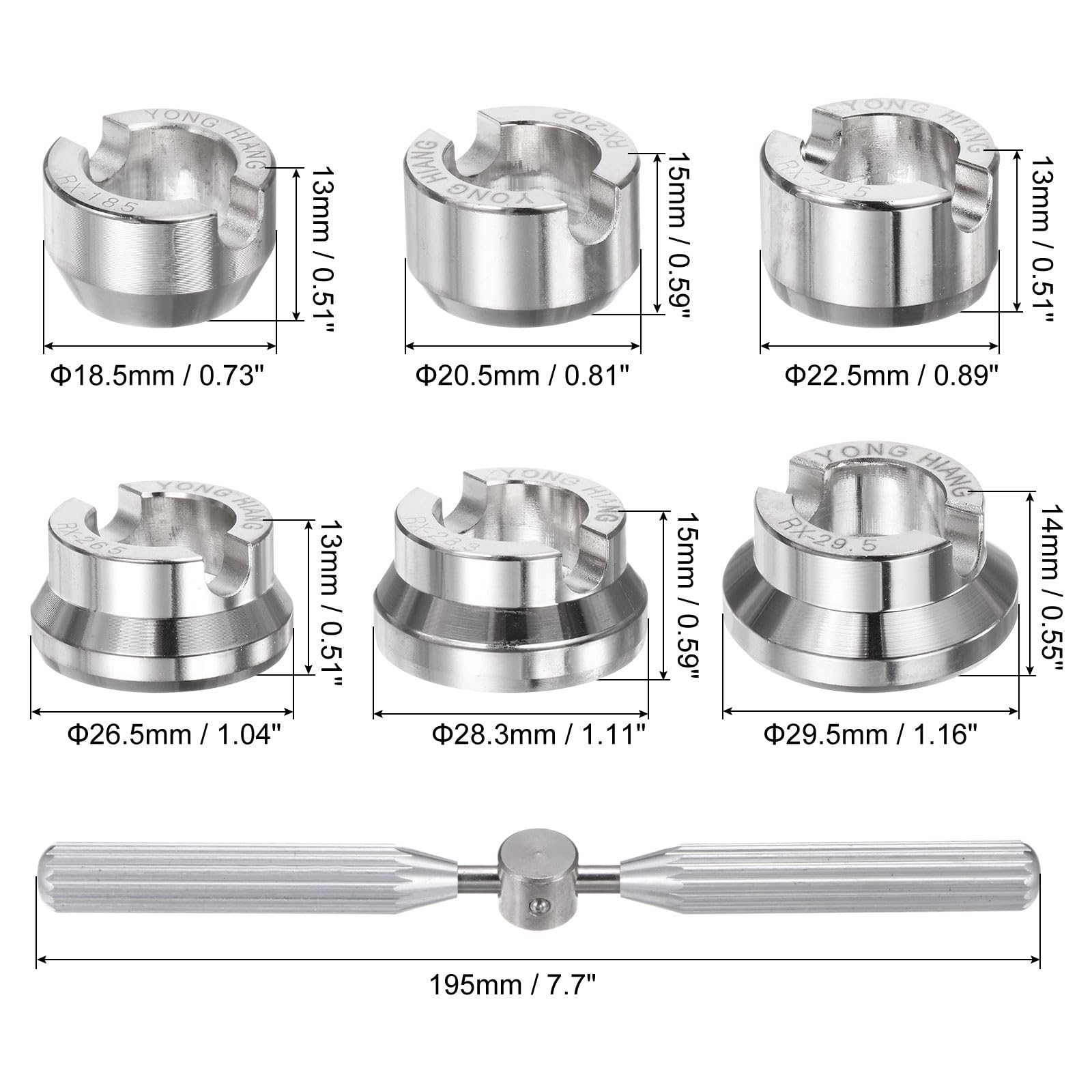 uxcell 5537 Watch Case Opener Dies Set, Alloy Steel Watch Back Cover Remover Repair Accessory with Wrench for Watch Repair Watchmaker, Silver