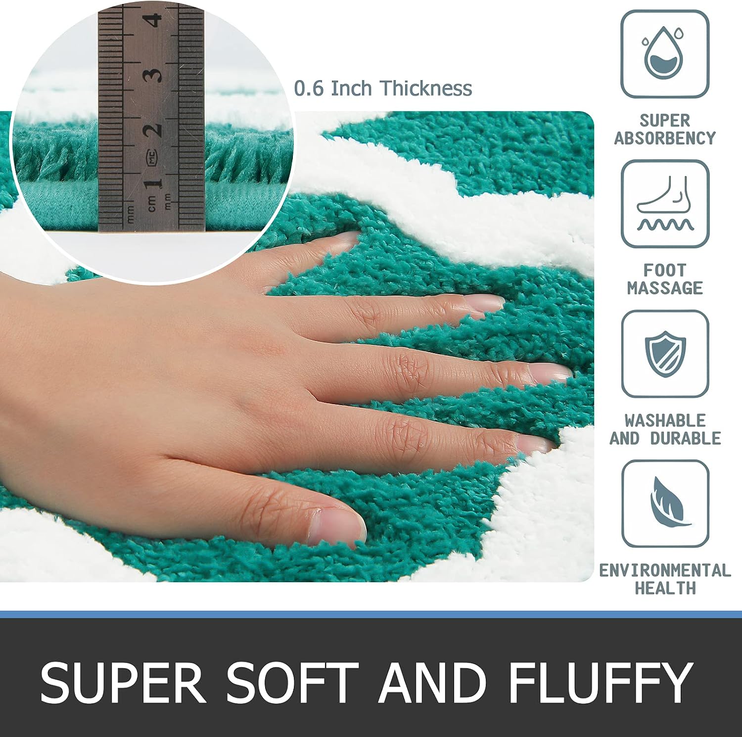 Pauwer Bathroom Rugs 20"x32" Microfiber Bath Mats for Bathroom Non Slip Absorbent Shaggy Bath Rugs Machine Washable Modern Shower Rugs for Bathroom Tub