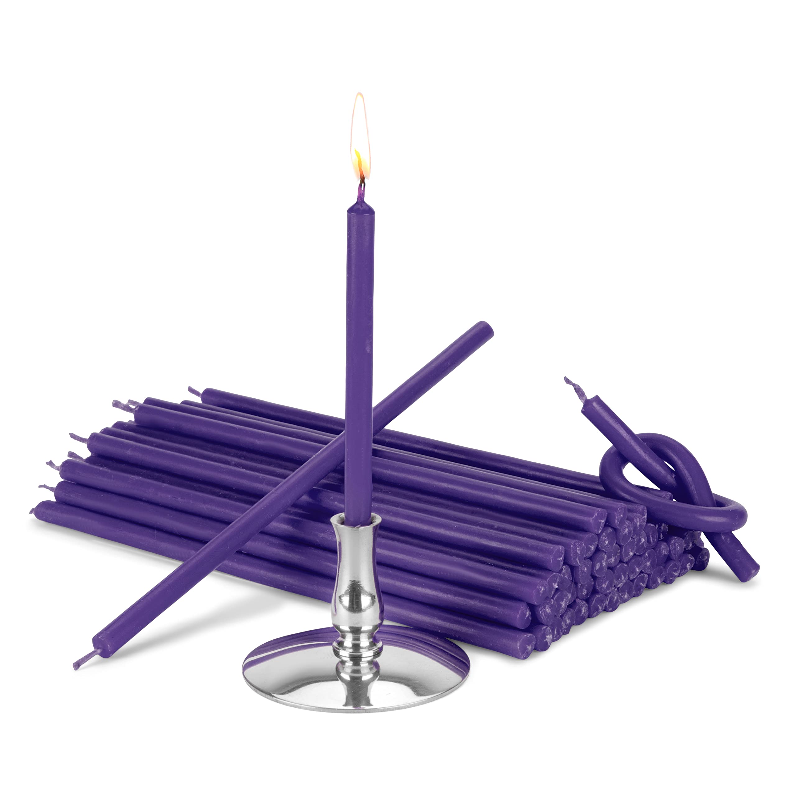 Bougies violettes sans suie NKlaus avec bougeoir pour éviter les fumées noires