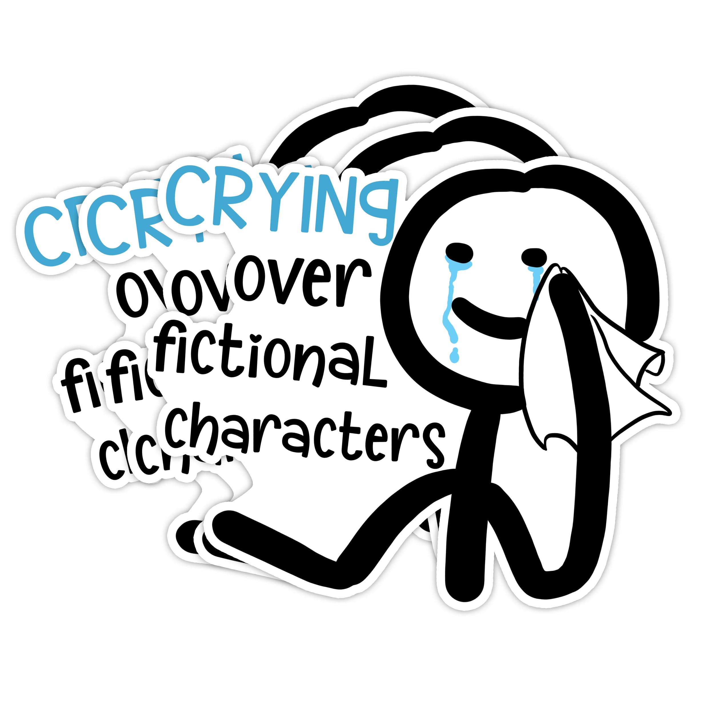 (3pcs) Crying Over Fictional Characters Sticker, Lover Book Sticker, Assistant Die-Cut Stickers for Laptop, Phone, Water Bottles, Kindle Stickers,