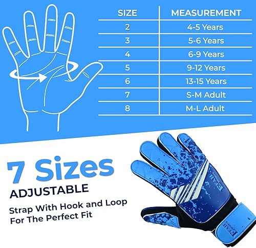 Miniatura 6 de EFAH SPORTS Guantes de portero de fútbol para niños, niños, jóvenes, guantes de portero de fútbol con agarres fuertes