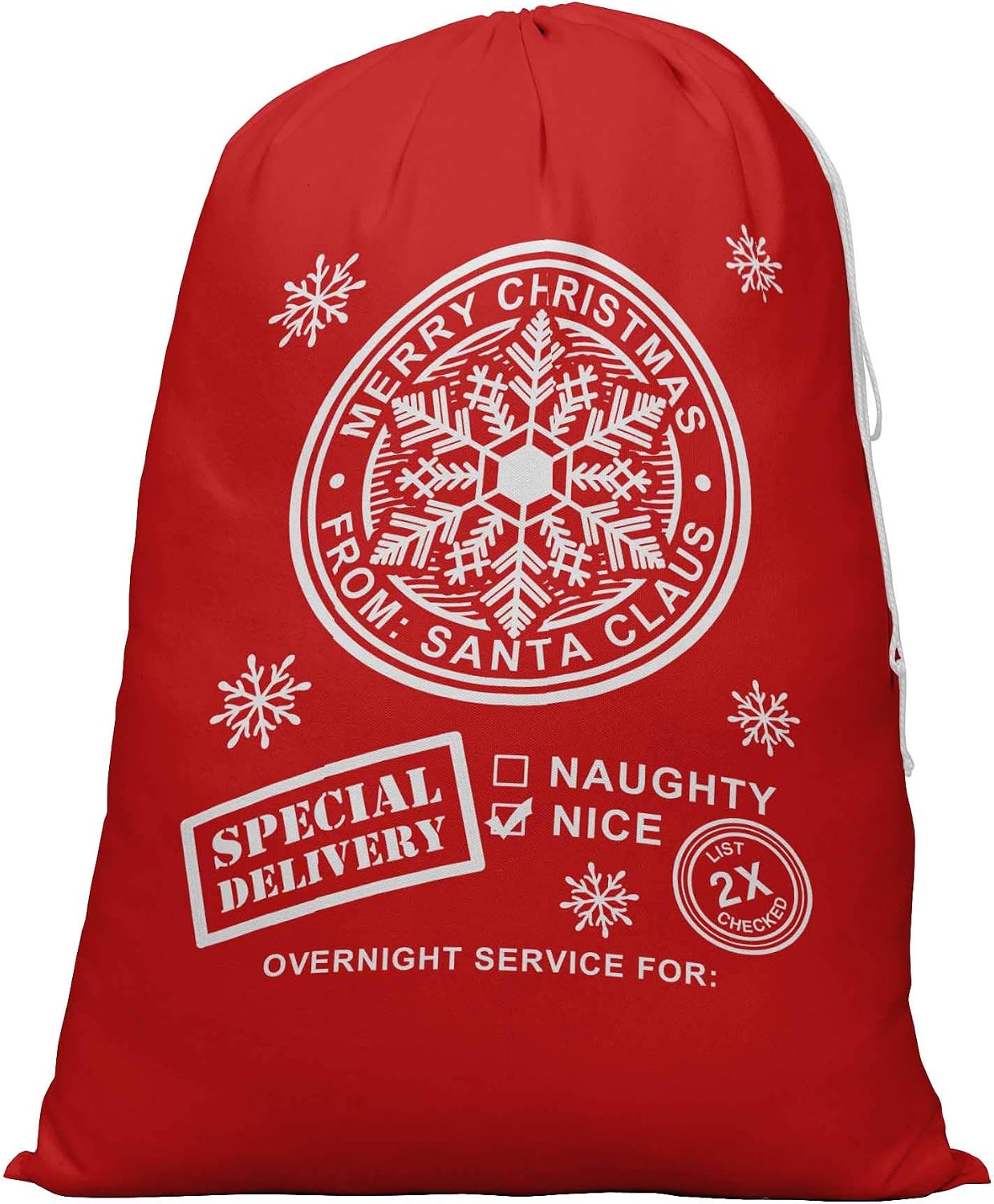 Printtoo 2 Pcs Santa Gift Sack for Kids Presents Xmas Bag Christmas Sack Personalized Bags 27x20 Inch