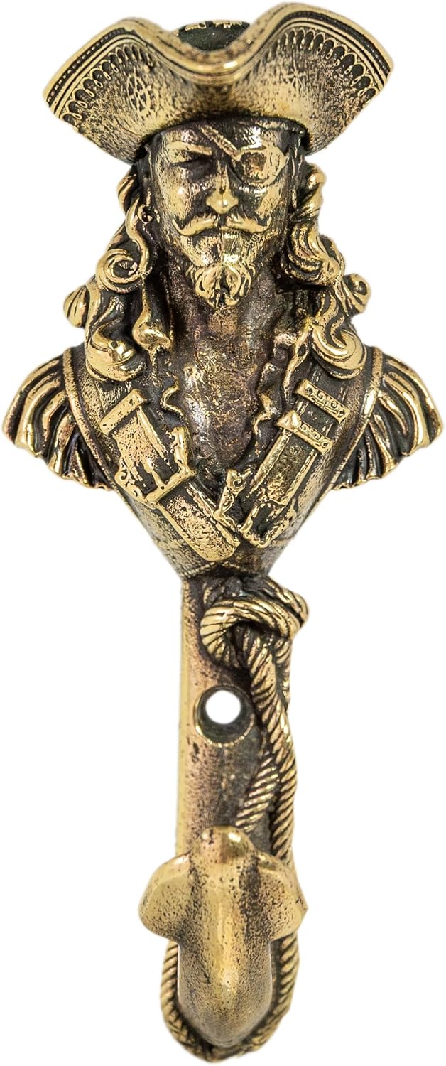 Pirate Clothes Brass Hook Wall Mounted. Vintage. Handcraft. for Kitchen Living Room Bathroom Bars Hotels. History Interior Home Décor