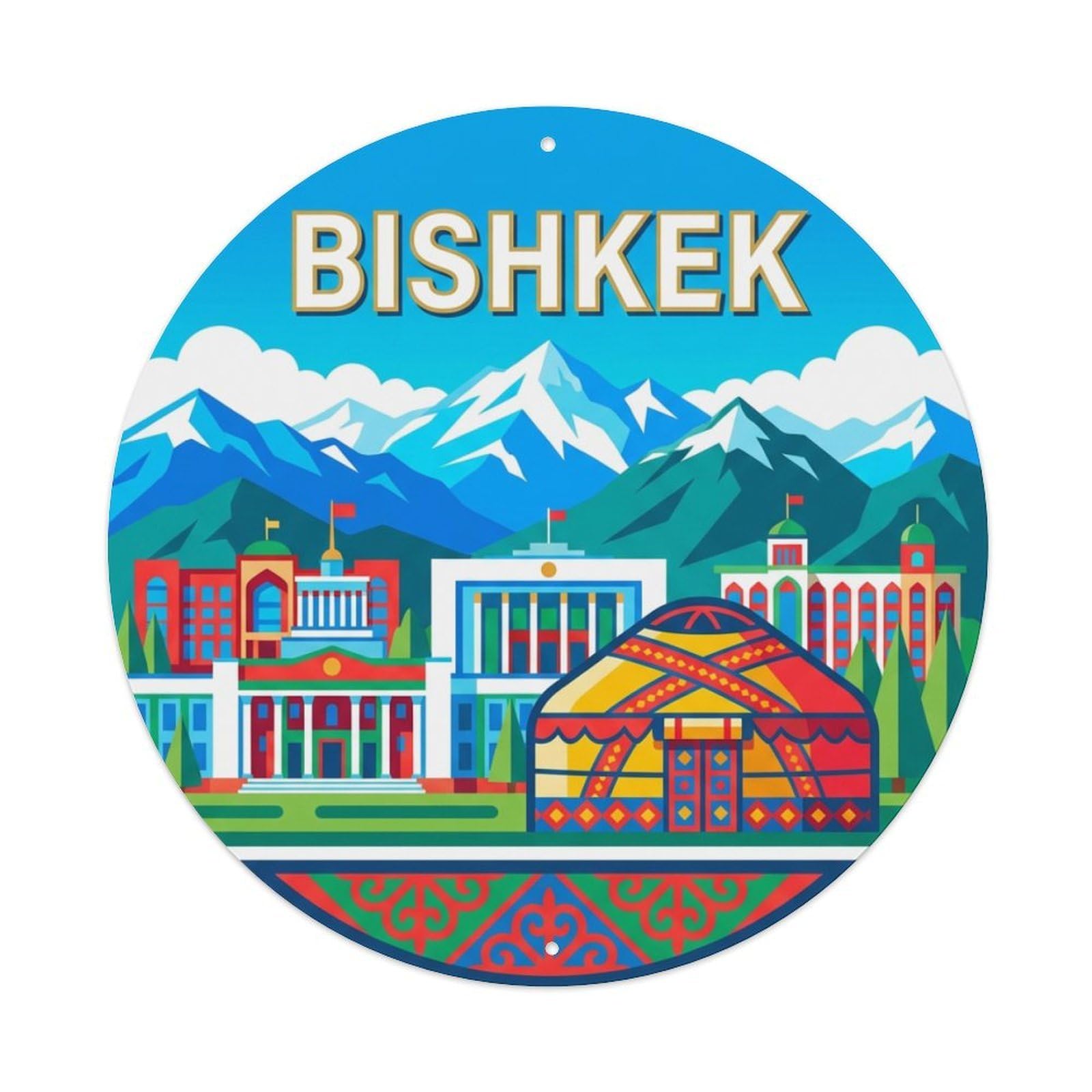 Vintage Travel Kyrgyzstan Bishkek Metal Tin Sign