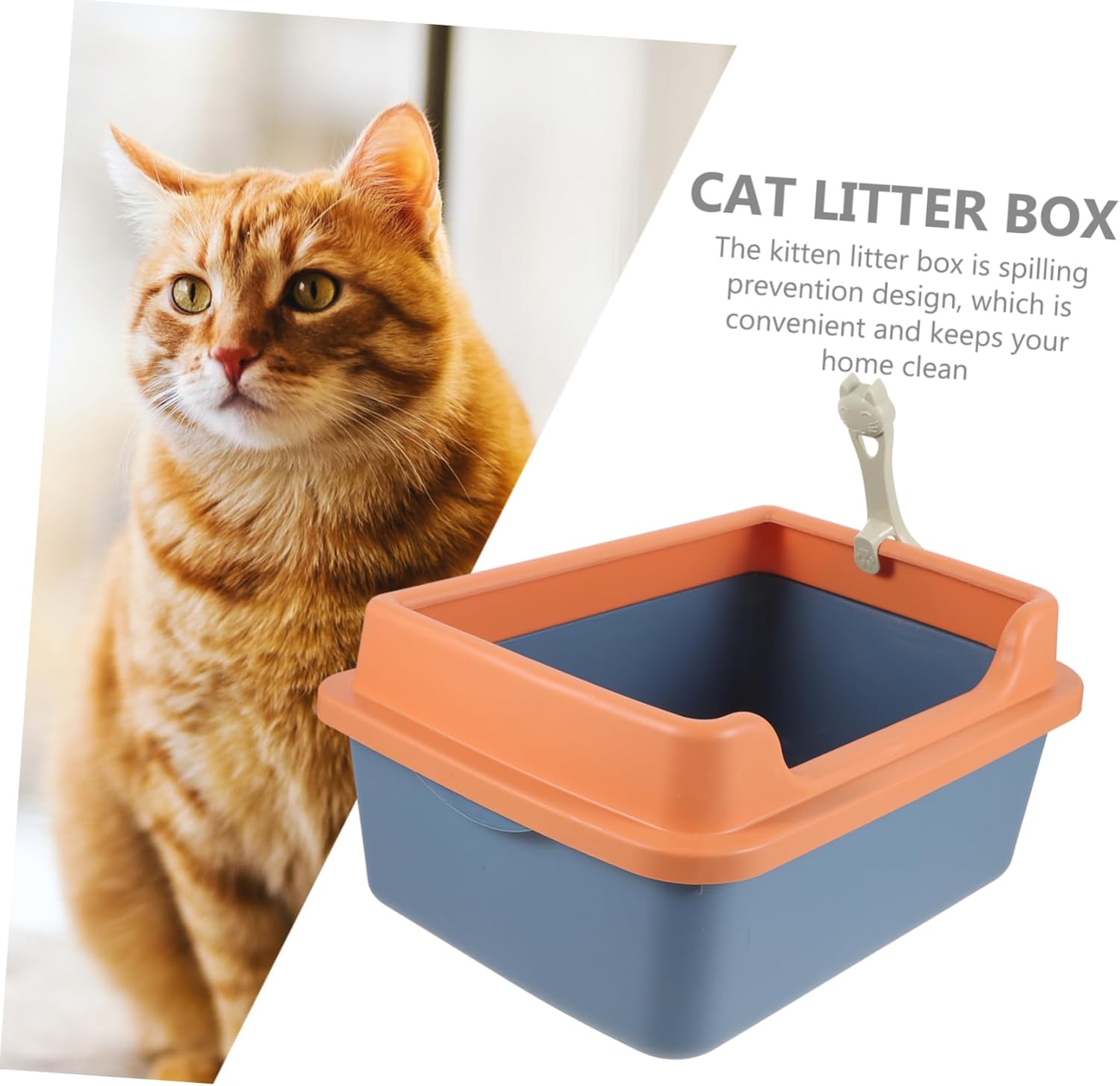 Extra Large Cat Litter Box Enclosure Kitten Training Potty Sturdy Plastic Semi-Enclosed Design