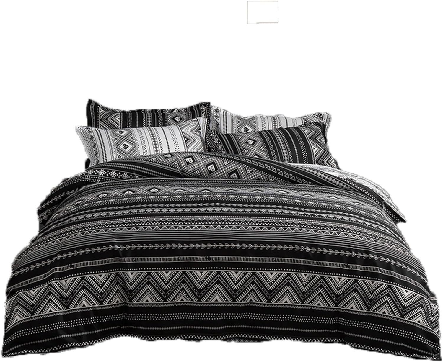 HALOZI Duvet Cover Set Twin Size Black/White Bohemian Stripes Reversible Luxury Soft Bedding Set Comforter Cover with Zipper Closure and Corner Ties (1 Duvet Cover+2 Pillowcases)(Twin（68X90） inch)