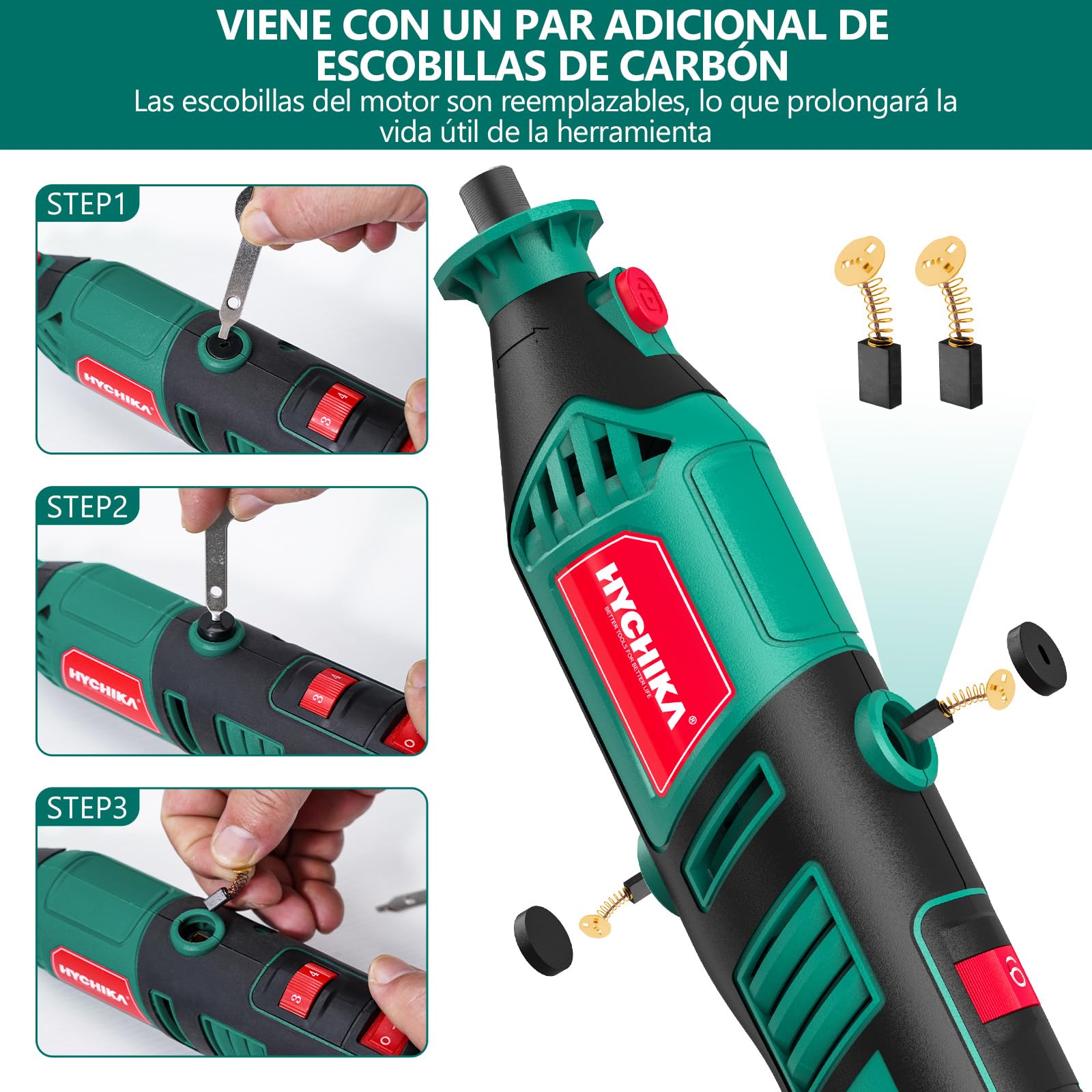 HYCHIKA 170W Herramienta Rotativa, Kit de Herramienta Rotativa de Velocidad Variable con Eje Flexible, 173pcs Kit de Accesorios y Multiherramienta de 8000-35000RPM, Perfecta para Lijar en Detalle