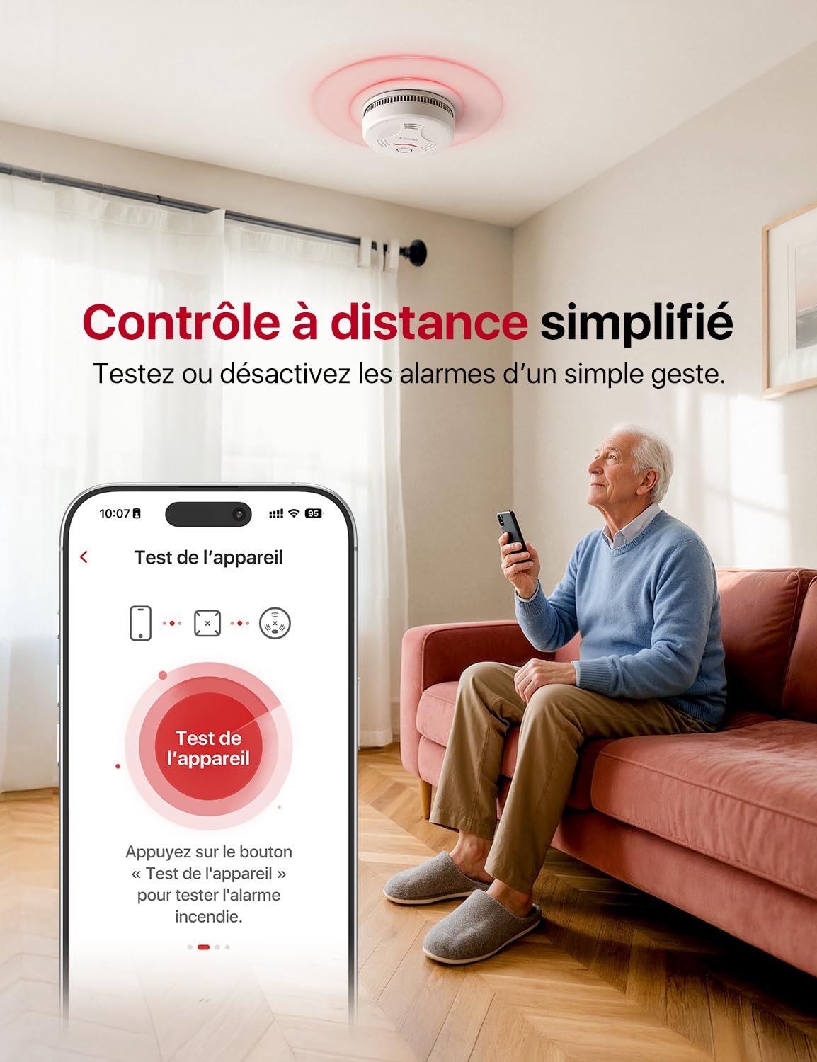 X-Sense Détecteur de Fumée Connecté, Compatible Home Assistant, Alarme Incendie avec Fixation Magnétique sans Perçage, Mode Nuit Silencieux, Batterie Remplaçable, Fonction App Alertes, SD11-MR31