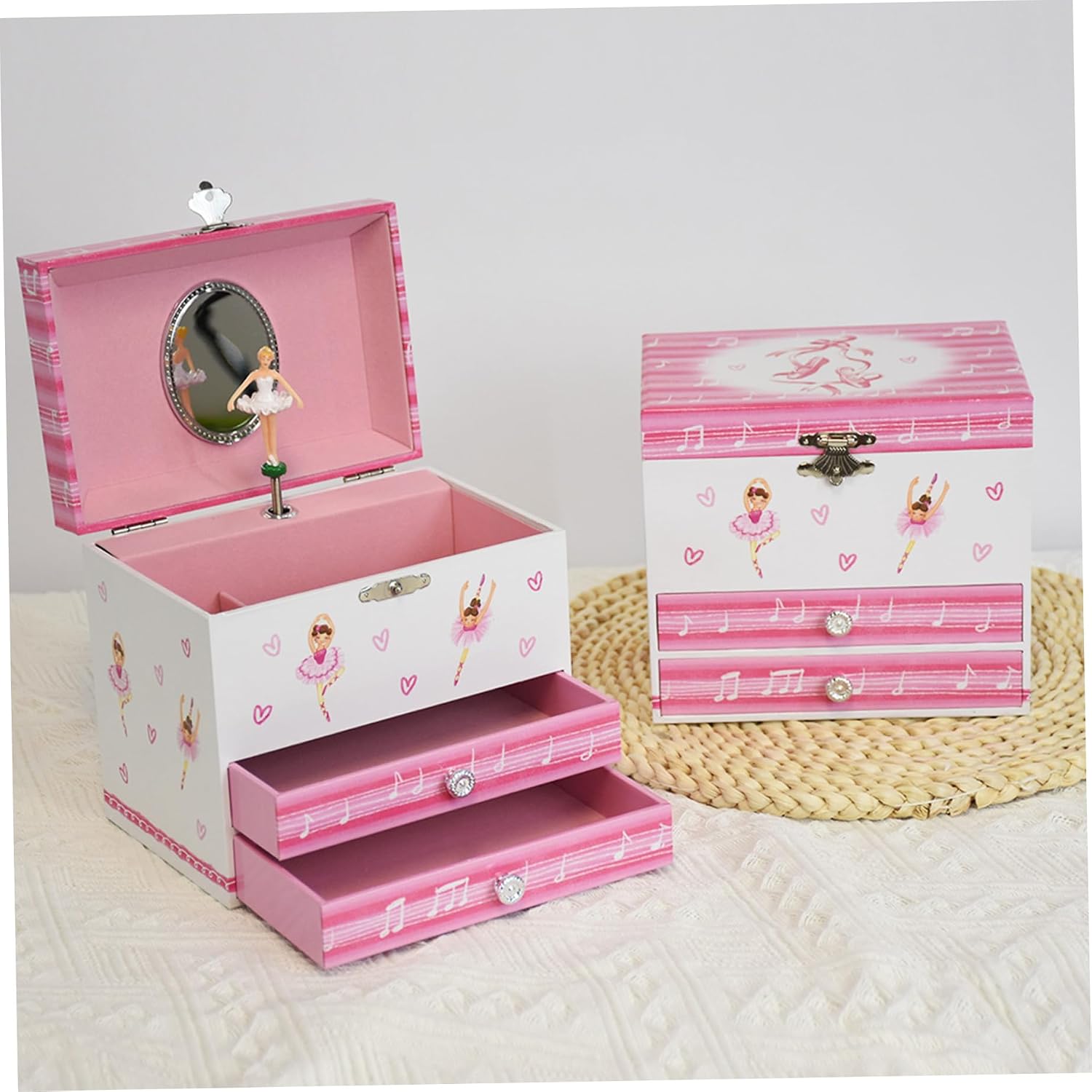 Musical Jewelry Box for Girls Dancing Swan Lake Ballerina Music Box with Mirror & Drawers Cute for Birthday Bedroom Decor