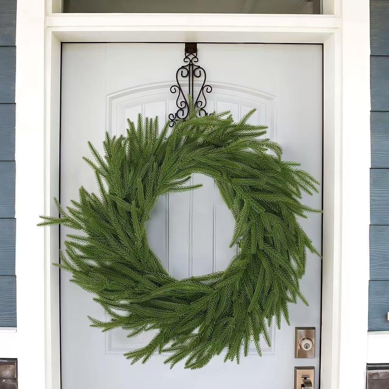 Artificial Norfolk Pine Christmas Wreath Green Garland Home Decor Festive Holiday Home Accent Room Decor Christmas Decorations (Green)