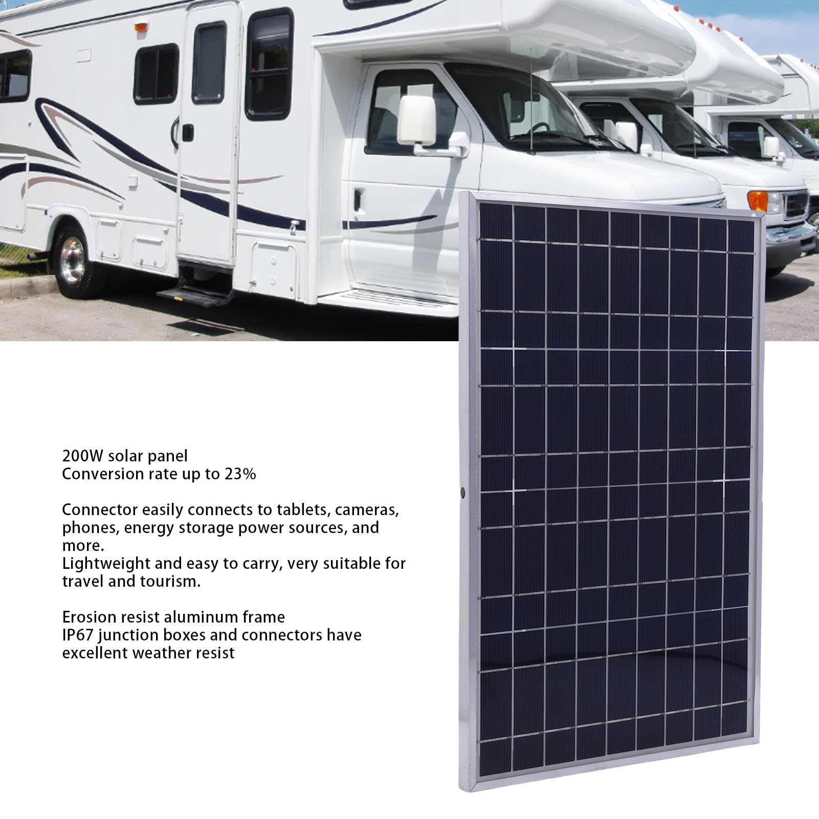 Kit de panneaux solaires 200 W, pour centrale électrique, camping en camping-car, chargeur solaire avec un rendement élevé de 23% et indice de protection IP67