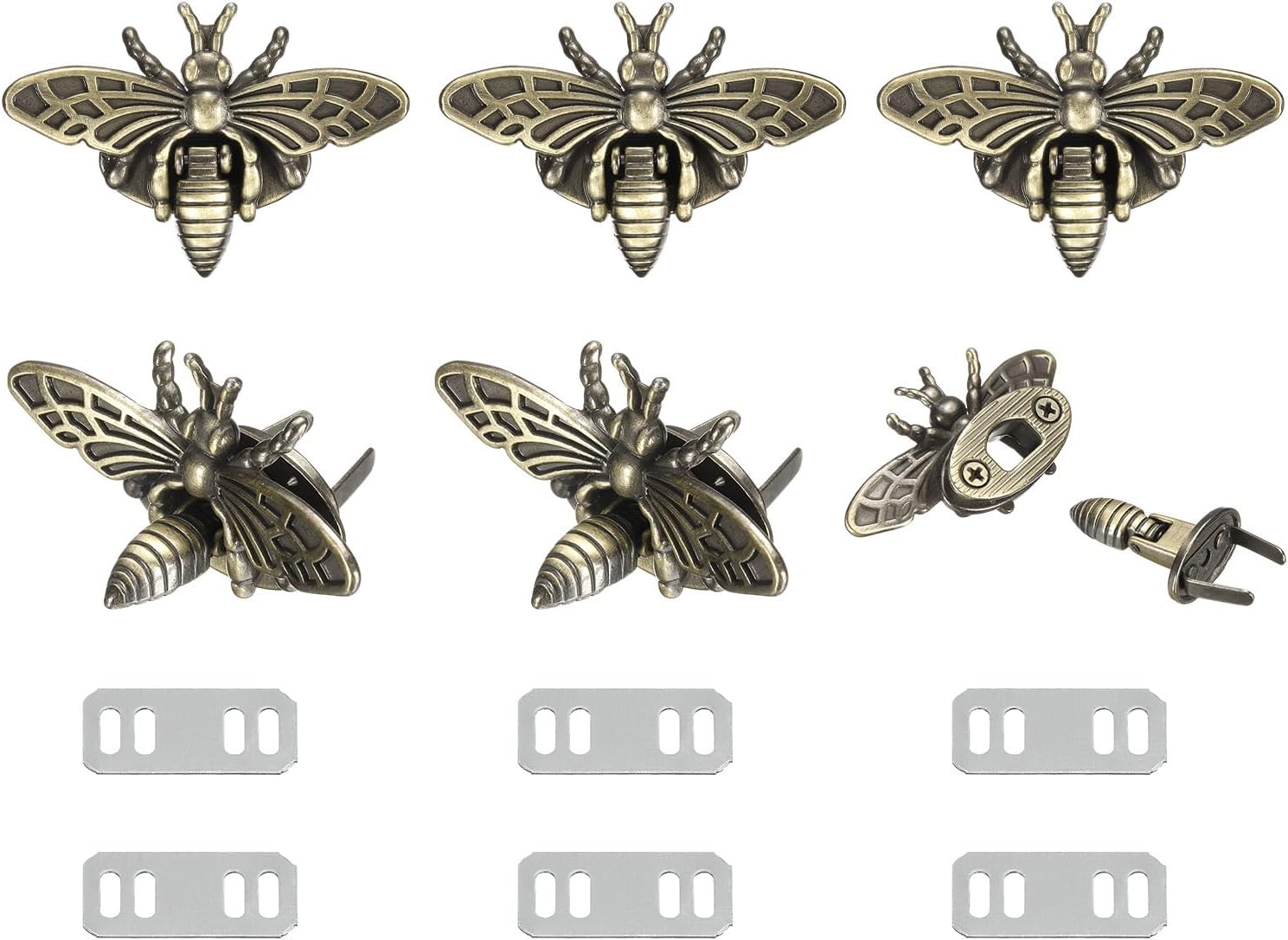 uxcell Bee Turn Lock Clasp, Zinc Alloy Closures Lock Fasteners Purse Twist Clip Clasp for Handbag Leather Bag Making